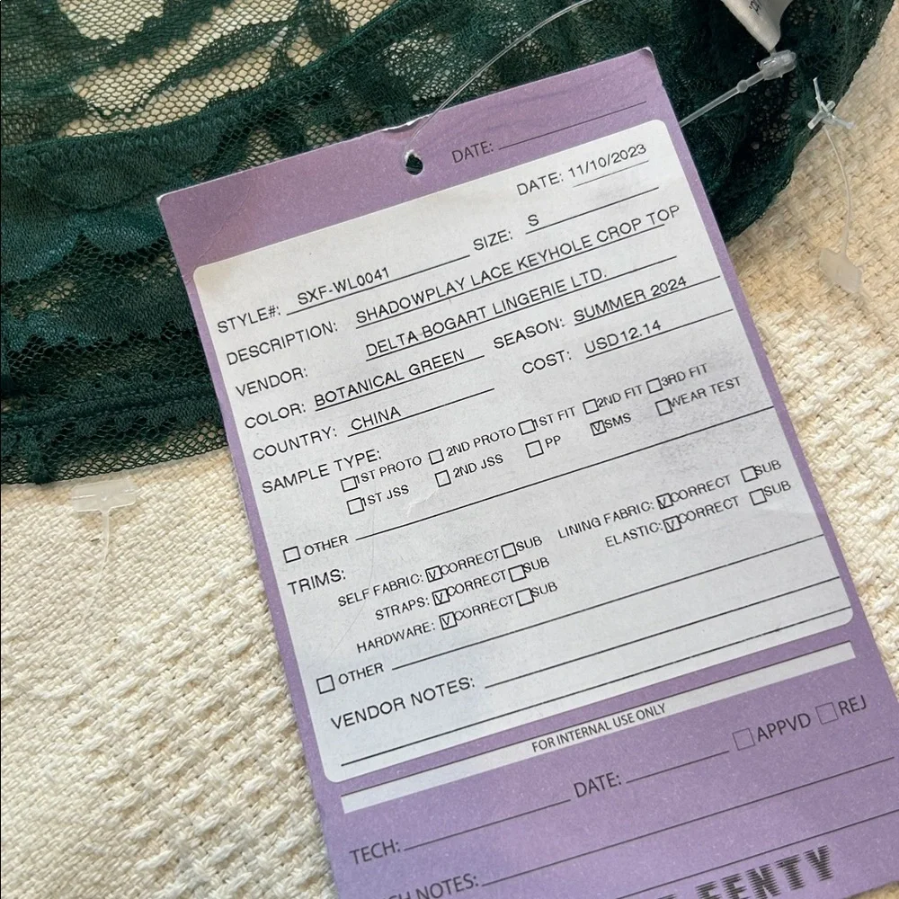 Savage X Fenty Forest Green Lace High Neck Cutout Bralette - Picture 4 of 6